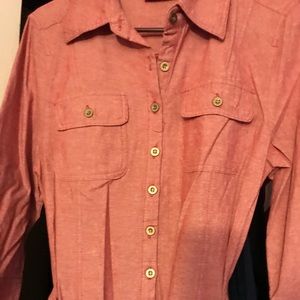 Flirty Red oxford-style belted dress.